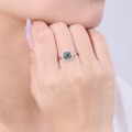 wholesale S925 Sterling Silver Vintage Round Natural Moss Agate Ring 08ct Cross-border-0-3