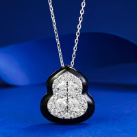 wholesale S925 Silver Plated Retro Chinese Style High-End Simulated Diamond Unique Design Gourd Necklace Live Stream Edition-N365 Gourd Necklace 925 Silver