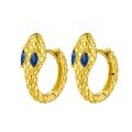 wholesale S925 silver earrings with gold-plated blue snake-shaped cubic zirconia studs, vintage high-end earrings for women,-0-4