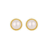 wholesale S925 Sterling Silver Edge, Natural Bread Bead, Small Batch, Unique and Elegant, Ins Light Luxury, High-End Sense, Stud Earrings for Women-18K gold [with sterling silver ear plugs]  925 silver