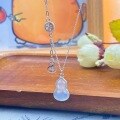 wholesale S925 Sterling Silver Auspicious White Chalcedony Gourd Necklace, Fashionable Niche Design Sense National Trend Light Luxury Pendant Necklace-0-2