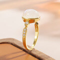 wholesale S925 Sterling Silver Gold-Plated 32ct Gemstone Ring Women Unique Design Natural Moonstone Ring-0-3