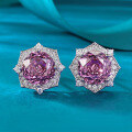 wholesale S925 Sterling Silver Light Luxury Jewelry Style 80mm Rose Purple Millennium Cut Stone Earrings Fashion Item Live Broadcast Drop Shipping-0-0
