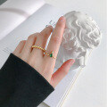 wholesale S925 Silver Korean Version Ring, INS Minimalist Luxury Versatile Green Zircon Plated Gold Women's Ring-0-2