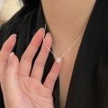wholesale S925 Sterling Silver Plated Zircon Inlaid Korean Style Women's Fashion Minimalist Luxury Delicate Choker Necklace Trendy-0-0