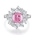 wholesale S925 Sterling Silver Women's Ins Style Cross-Border Pink Sugar Cube Ring High Carbon Diamond Ice-Cut Gemstone Wholesale-0-5