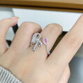 wholesale 925 Sterling Silver Adjustable Open Bow Ring with Ice Flower Cut, Minimalist and Fresh Ins Style-0-2