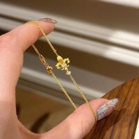 wholesale S925 Sterling Silver Iris Filigree Bracelet, Vintage Palace Style, Light Luxury, Versatile, Fashionable Retro Floral Bracelet-Gold>925 silver