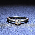 Silver Moissanite Ring Four-Prong Setting Women's Live Stream Jewelry-0-0