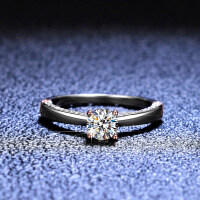 Silver Moissanite Ring Four-Prong Setting Women's Live Stream Jewelry-50 points (zircon)  10 yards