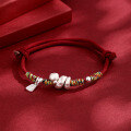 wholesale 999 Silver Auspicious Zodiac Snake Bracelet, Year of the Snake, Handwoven Red String Anklet for Women, Goddess Festival Gift-0-8