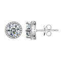 wholesale 925 Sterling Silver Cross-Border New D Color Moissanite Stud Earrings Classic Four-Prong Light Luxury High-End Women's Earrings-0-1