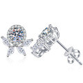 S925 Silver Moissanite Flower Stud Earrings, Wholesale-0-3