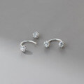 wholesale 925 Sterling Silver Exquisite Korean-style Unique Design Full Diamond Round Ball C-shaped Threaded Ear Hook M06634-0-4