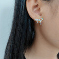 wholesale High-quality 9/10/14/18k gold sweet bow stud earrings with lab-grown diamonds-0-2
