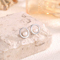 wholesale S925 Silver Freshwater Pearl Earrings for Women, Natural Pearls, Minimalist Ear Studs, Ins Style, Niche Design, Light Luxury Jewelry-0-3