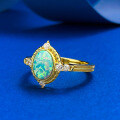 wholesale S925 Silver Gold-Plated Opal Dreamy Blue Courtly Style Luxury Ring-0-1