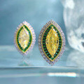 wholesale S925 Sterling Silver Micro-Paved 6*13 Yellow Diamond Marquise Luxury Full Diamond Classic Stud Earrings for Women-0-1
