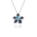 wholesale Designer-style S925 silver natural crystal pendant with 1ct floral motif and topaz gemstone necklace-0-4