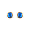wholesale S925 Silver New Age* Mysterious Royal Blue Zircon Ear Studs for Women, Retro Geometric Style Elegant Earrings-0-1