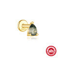 wholesale S925 Sterling Silver Teardrop Cabochon Natural Moss Agate Flat Threaded Ear Cartilage Studs-0-6