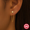 wholesale S925 Sterling Silver Classic Four-Pointed Cross Meteor Tassel Ear Chain Earrings-0-2