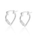 wholesale S925 Sterling Silver Heart Stud Earrings with Micro-Paved Zirconia, Sweet and Delicate Lovely Niche Design Versatile Earrings-0-4