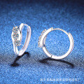 Sterling Silver Geometric Swirl Hoop Earrings with Moissanite-0-0