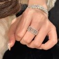 wholesale S925 Sterling Silver Vintage Style Hollow Lace Ring, Small and Luxurious, High-End Retro Elegance, Versatile Full Diamond Ring-0-4