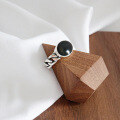 wholesale S925 Sterling Silver Retro Black Resin Drip Chain Adjustable Index Finger Ring-0-2