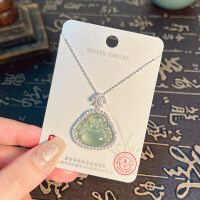 Metal Pendant Necklace with Maitreya Buddha Design-S925 Sterling Silver + Jadeite NA-0075B 925 Silver