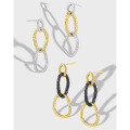 wholesale S925 sterling silver women's earrings with 779 niche, stylish, edgy, and luxurious split-color electroplated texture and irregular geometric triple rings-0-1