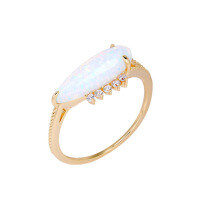 wholesale 925 sterling silver gold-plated synthetic opal ring, Korean-style women's jewelry Factory supply, wholesale-Geometric Women's Ring>Size 12