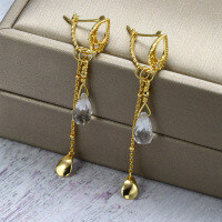 wholesale Metal material: 925 Sterling Silver new style white crystal tassel long earrings, retro elegant ear drops with exquisite ear accessories-White crystal tassel earrings 925 silver