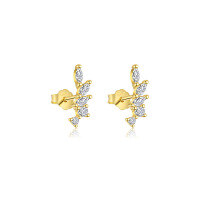 wholesale S925 Sterling Silver Marquise Zirconia Drop Dangle Earrings With Crystal Accents And Tassel-E4812-Gold/Pair 925 Silver
