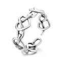 wholesale S925 Sterling Silver Heart-Intertwined Openwork Adjustable Ring, Fresh and Sweet Daily Korean Style Versatile Index Finger Ring-0-4