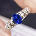 wholesale S925 Silver New ZHUO ZHI FAN Jewelry Commute Princess Style Oval Royal Blue 5*7mm Ring for Women, Fashionable and Minimalist-0-2