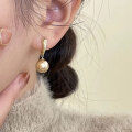 wholesale Metal material, Chao Xiaobai exquisite champagne color pearl earrings for women, elegant and versatile,, fashionable and unique ear studs-0-2