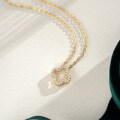 14K Gold Plated 925 Sterling Silver Full Pavé Moissanite Four-Leaf Clover Pendant Necklace-0-2