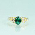 wholesale S925 Sterling Silver with Gold-Plated Green Nano Gemstone Ring, Minimalist and Luxurious Style-0-1