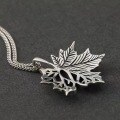 wholesale Metal material: 925 Sterling Silver Vintage antique sterling silver maple leaf necklace trendy fashion ins literary style leaf pendant necklace-0-2