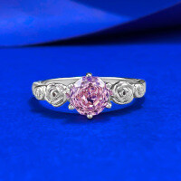 wholesale Rose gold one-carat rose halo padparadscha pink light luxury high-end rose-cut ring elegant wedding ring-R1533 Padparadscha Pink Diamond Ring  Size 9