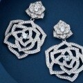 wholesale Metal rose earrings for women, small and unique, high-end camellia earrings, luxury elegant lady, exquisite hollow ear drops-0-1