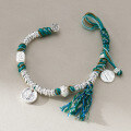 wholesale 999 Silver Auspicious God of Wealth, Peace, Joy, and Fortune Attraction Colored Cord Coiled Bracelet S7806-0-3