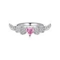 wholesale S925 sterling silver lightweight luxury high-end delicate pink heart-shaped zirconia stylish sweet fashion ring-0-7