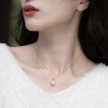 wholesale S925 Sterling Silver Korean New Fashion Commute Minimalist Geometric Pearl Pendant Anemone Necklace Drop Shipping-0-1