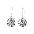 wholesale S925 Sterling Silver Vintage Retro Craft Creative Round Hollow-Out Pattern Irregular Earrings, Internet Celebrity Style-0-6