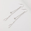 wholesale S925 Sterling Silver Long Tassel Triangular Drop Earrings Korean Style Women's Ear Hooks Cross-border New Accessories-0-2
