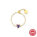 wholesale S925 Sterling Silver Unique Minimalist Design Adjustable Chain Ring with Heart Motif-0-7