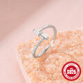 wholesale 925 Sterling Silver Letter Zircon Light Luxury Advanced Open Ring Ins Minimalist Style Versatile Fashion Exquisite Index Finger Ring-0-3